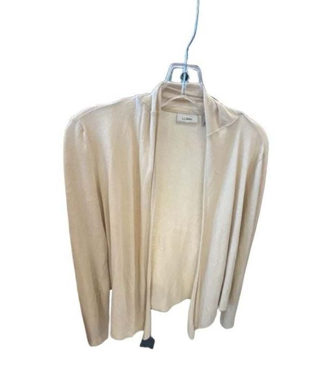 L.L. Bean Women's Beige Drape Front Open Cardigan Sweater Size S